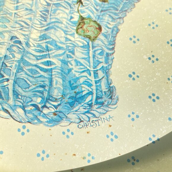 Vintage 80s Tray Floral Tulips & Basket Tin Serving Bar Potpourri Press Signed - Picture 7 of 10